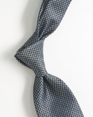 Dion Silk Jacquard Crosshatch Tie Silver 2279