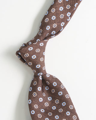 Dion Silk Star Medallion Print Tie Brown 2267