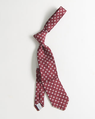 Dion Silk Star Medallion Print Tie Burgundy 2248