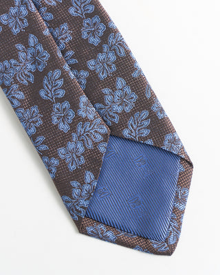 Dion Silk Jacquard Hibiscus Flower Tie Brown 2286