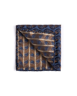 Dion Silk Cascading Leaves Pocket Square Denim 1 4589