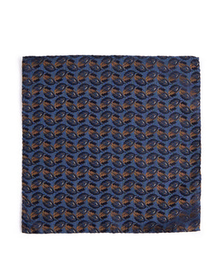 Dion Silk Cascading Leaves Pocket Square Denim 2 4602