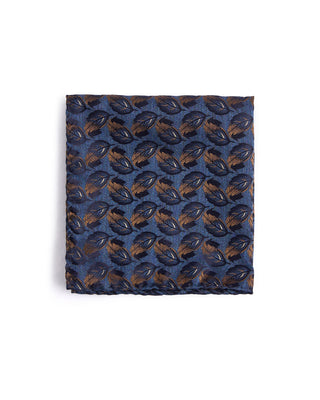 Dion Silk Cascading Leaves Pocket Square Denim 4588