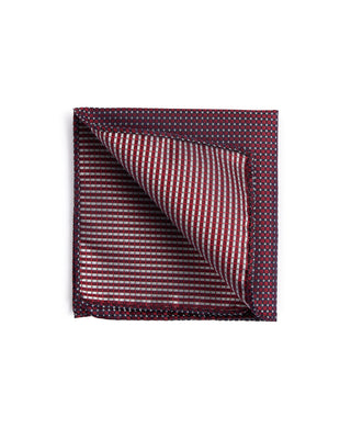 Dion Silk Windowpane Micro Neat Pocket Square Red 1 4579