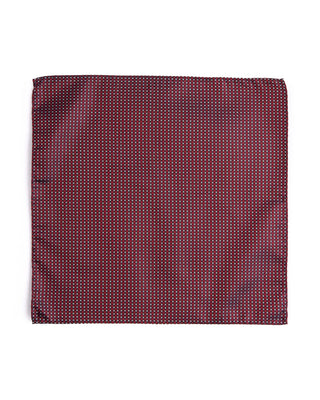 Dion Silk Windowpane Micro Neat Pocket Square Red 2 4597