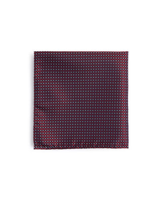 Dion Silk Windowpane Micro Neat Pocket Square Red 4578