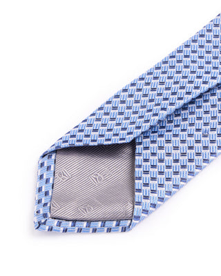 Dion Silk Woven Jacquard Transversal Squares Tie Light Blue 1 4673