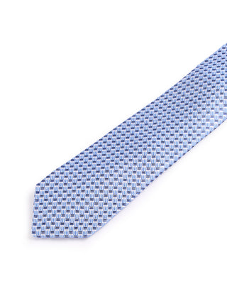 Dion Silk Woven Jacquard Transversal Squares Tie Light Blue 4672