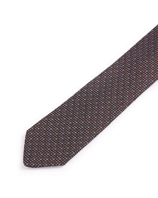 Dion Silk Woven Jacquard Melange Micro Dot Tie Brown 1 4671
