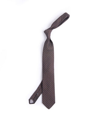 Dion Silk Woven Jacquard Melange Micro Dot Tie Brown 4625