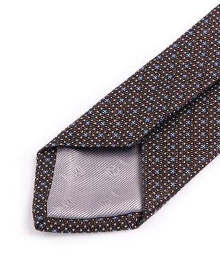 Dion Silk Woven Jacquard Melange Micro Dot Tie Brown 4670