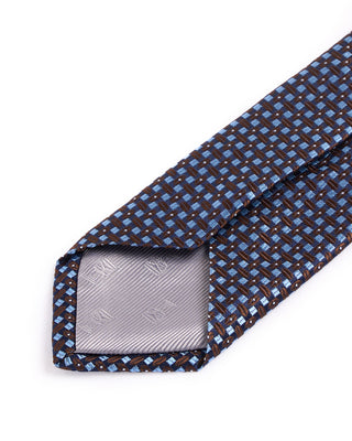 Dion Silk Woven Jacquard Gem Square Neat Tie Brown 4682