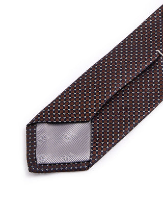 Dion Silk Woven Jacquard Windowpane Micro Neat Tie Brown 4 4635