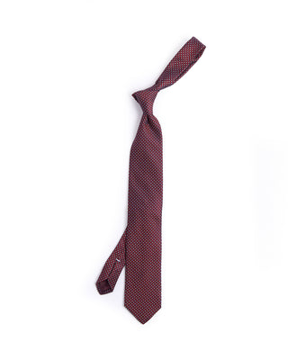 Dion Silk Woven Jacquard Windowpane Micro Neat Tie Red 1 4629