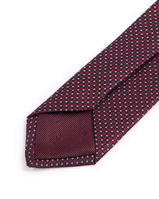 Dion Silk Woven Jacquard Windowpane Micro Neat Tie Red 1 4661