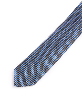 Dion Silk Woven Jacquard Cubic Micro Links Tie Blue 1 4675