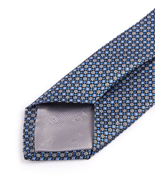 Dion Silk Woven Jacquard Cubic Micro Links Tie Blue 4674