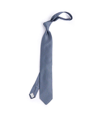 Dion Silk Woven Jacquard Cubic Micro Links Tie Blue 4 4604