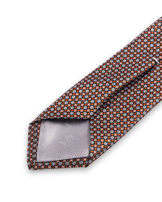 Dion Silk Woven Jacquard Cubic Micro Links Tie Cognac 1 4677