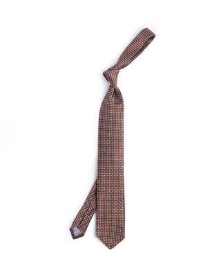 Dion Silk Woven Jacquard Cubic Micro Links Tie Cognac 4624