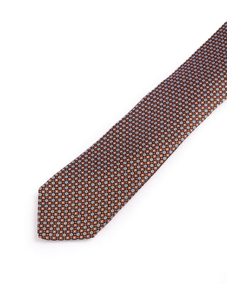 Dion Silk Woven Jacquard Cubic Micro Links Tie Cognac 4676