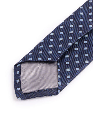 Dion Silk Woven Jacquard Rhombus Micro Medallion Tie Navy 1 4669