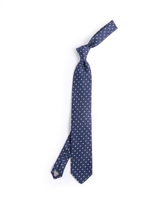 Dion Silk Woven Jacquard Rhombus Micro Medallion Tie Navy 4626