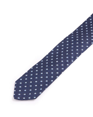 Dion Silk Woven Jacquard Rhombus Micro Medallion Tie Navy 4668