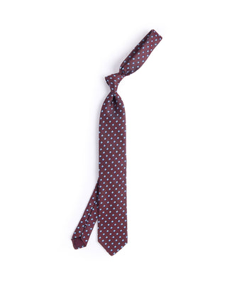 Dion Silk Woven Jacquard Rhombus Micro Medallion Tie Red 1 4618