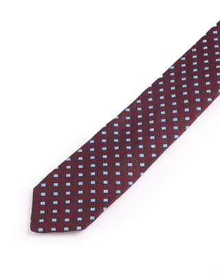 Dion Silk Woven Jacquard Rhombus Micro Medallion Tie Red 1 4691