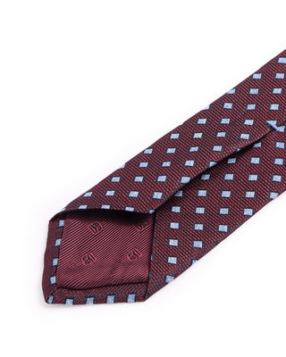 Dion Silk Woven Jacquard Rhombus Micro Medallion Tie Red 4690