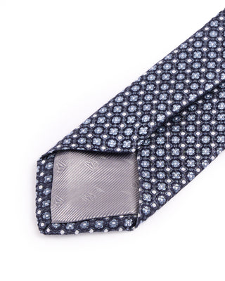 Dion Silk Woven Jacquard Clover Dot Medallion Tie Navy 2 4665