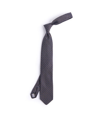 Dion Silk Woven Jacquard Clover Dot Medallion Tie Brown 4621