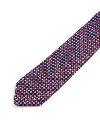 Dion Silk Woven Jacquard Clover Dot Medallion Tie Red 1 4651