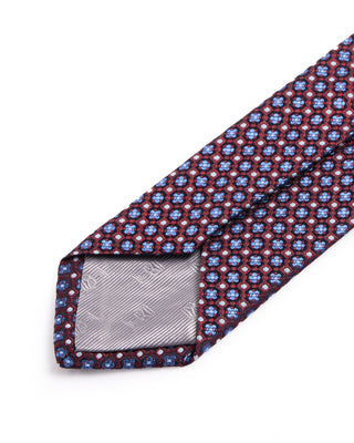 Dion Silk Woven Jacquard Clover Dot Medallion Tie Red 4650