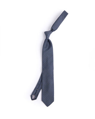 Dion Silk Woven Jacquard Floral Medallion Tie Blue 1 4619