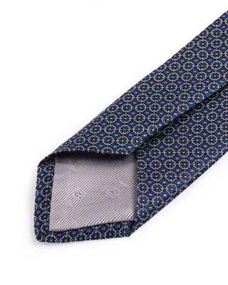 Dion Silk Woven Jacquard Floral Medallion Tie Blue 2 4681