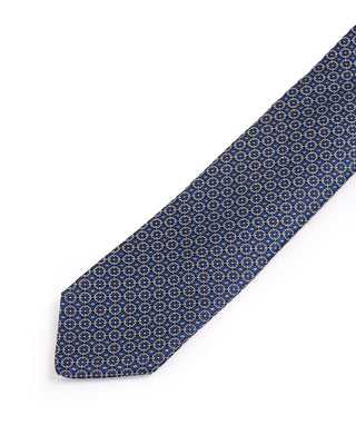 Dion Silk Woven Jacquard Floral Medallion Tie Blue 4680