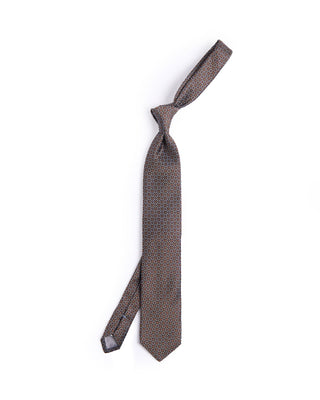 Dion Silk Woven Jacquard Floral Medallion Tie Brown 1 4615