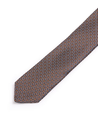 Dion Silk Woven Jacquard Floral Medallion Tie Brown 1 4643