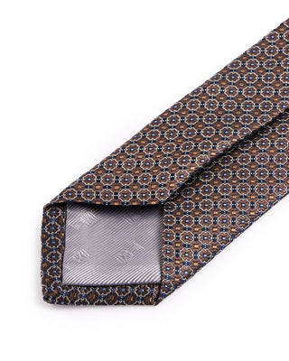 Dion Silk Woven Jacquard Floral Medallion Tie Brown 4642