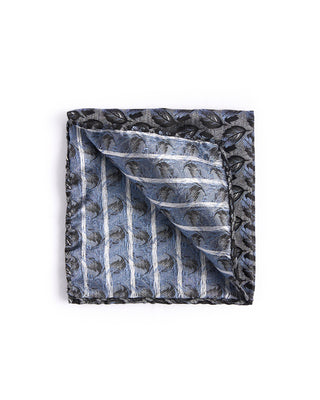 Dion Silk Cascading Leaves Pocket Square Grey 1 4591