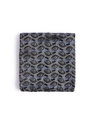 Dion Silk Cascading Leaves Pocket Square Grey 4590