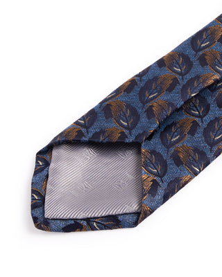 Dion Silk Woven Jacquard Cascading Leaves Tie Denim 2 4685