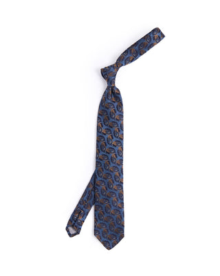Dion Silk Woven Jacquard Cascading Leaves Tie Denim 4609