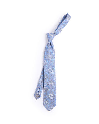 Dion Silk Woven Jacquard Floral Paisley Tie Light Blue 1 4612