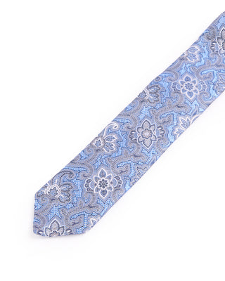 Dion Silk Woven Jacquard Floral Paisley Tie Light Blue 1 4667