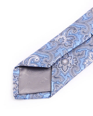 Dion Silk Woven Jacquard Floral Paisley Tie Light Blue 4666