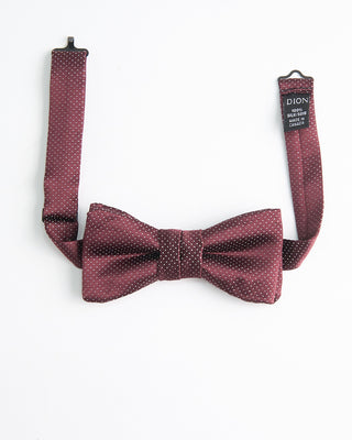 Dion Fine Pin Dot Pre Tied Silk Bowtie Burgundy  2