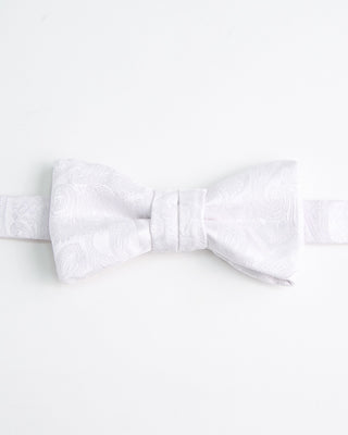 Dion Woven Paisley Silk Bowtie White 